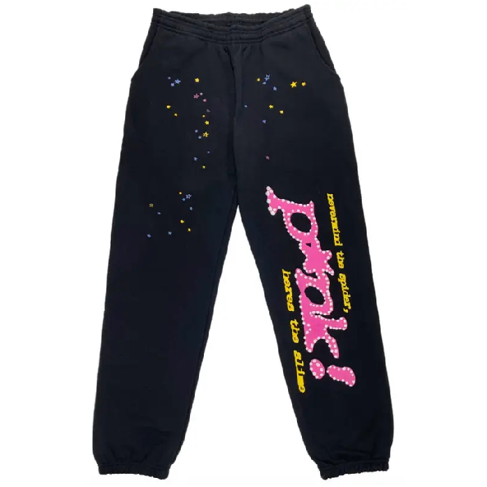 Sp5der Black Pink Printed Sweatpant